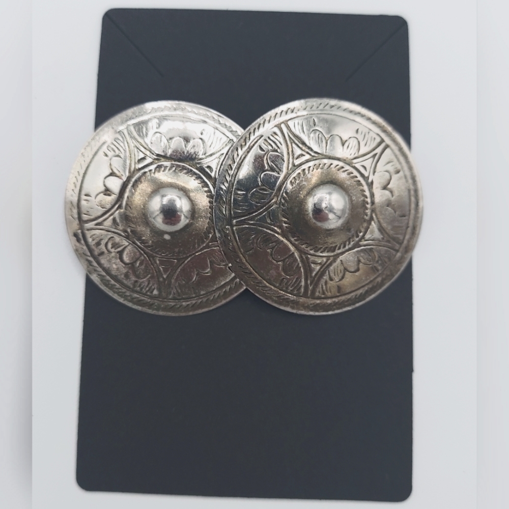 Vintage Silver disk concho southwest style earrings